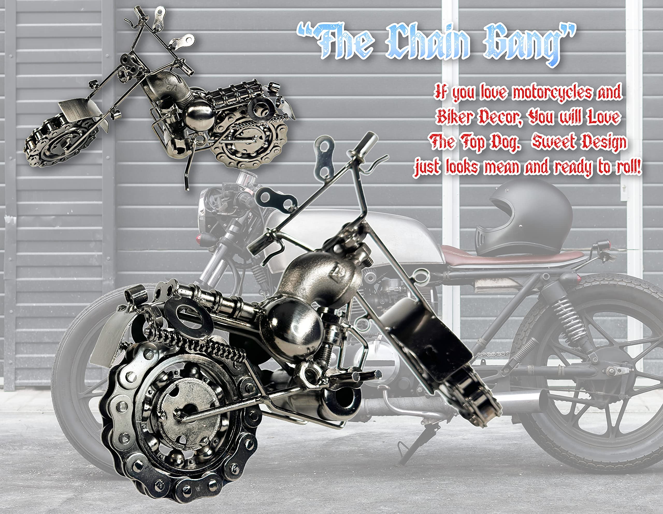 DWK Tools of The Trade Moto Pen Holder | Motorcycle Chain Garage Man Cave Decor - 5 inch