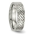thumbnail image 4 of Stainless Steel Polished and Textured Criss Cross Design 6mm Band, 4 of 7