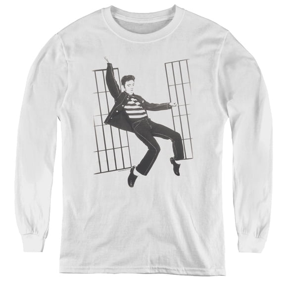 Elvis Presley Jailhouse Rock Youth Long Sleeve T-Shirt White