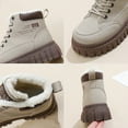 thumbnail image 4 of Gyexs Winter Boots for Women Work Platform Ankle Y2K Booties Athletic Lace up Furry Boots Outdoor Hiking Shoes, Khaki, Size 6, 4 of 7