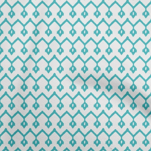 oneOone Polyester Spandex Turquoise Blue Fabric Ikat Sewing Fabric By The Yard Printed Diy Clothing Sewing Supplies 56 Inch Wide