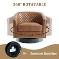 thumbnail image 4 of UIXE Swivel Accent Chair PU Leather Barrel Club Chair for Living Room Upholstered Armchair Comfy Single Sofa Bedroom Reading Seat, Brown, 4 of 7