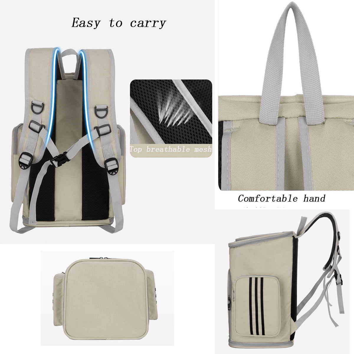 Pet Carrier Backpack Cat Carrier Backpack Dog Carrier Backpack for Small Cats Dogs Wide Use Breathable Strong and Durable Pet Backpack(Beige)