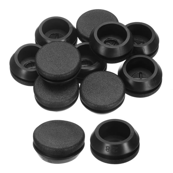 10pcs Silicone Rubber Hole Plugs, Arc Flat Bottle Hole Stoppers for 28-29mm Inner Snap in Type Locking Plug Cover for Furniture Accessory, Black