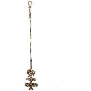Ashopi Hanging Bird Diya mad in Brass with 4 Deepak- Antique Finish Home Decor Oil lamp
