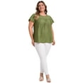 thumbnail image 2 of DARING DIVA Women's Plus Crew Neck Ruffle Casual Blouse 4X Olive Green, 2 of 5