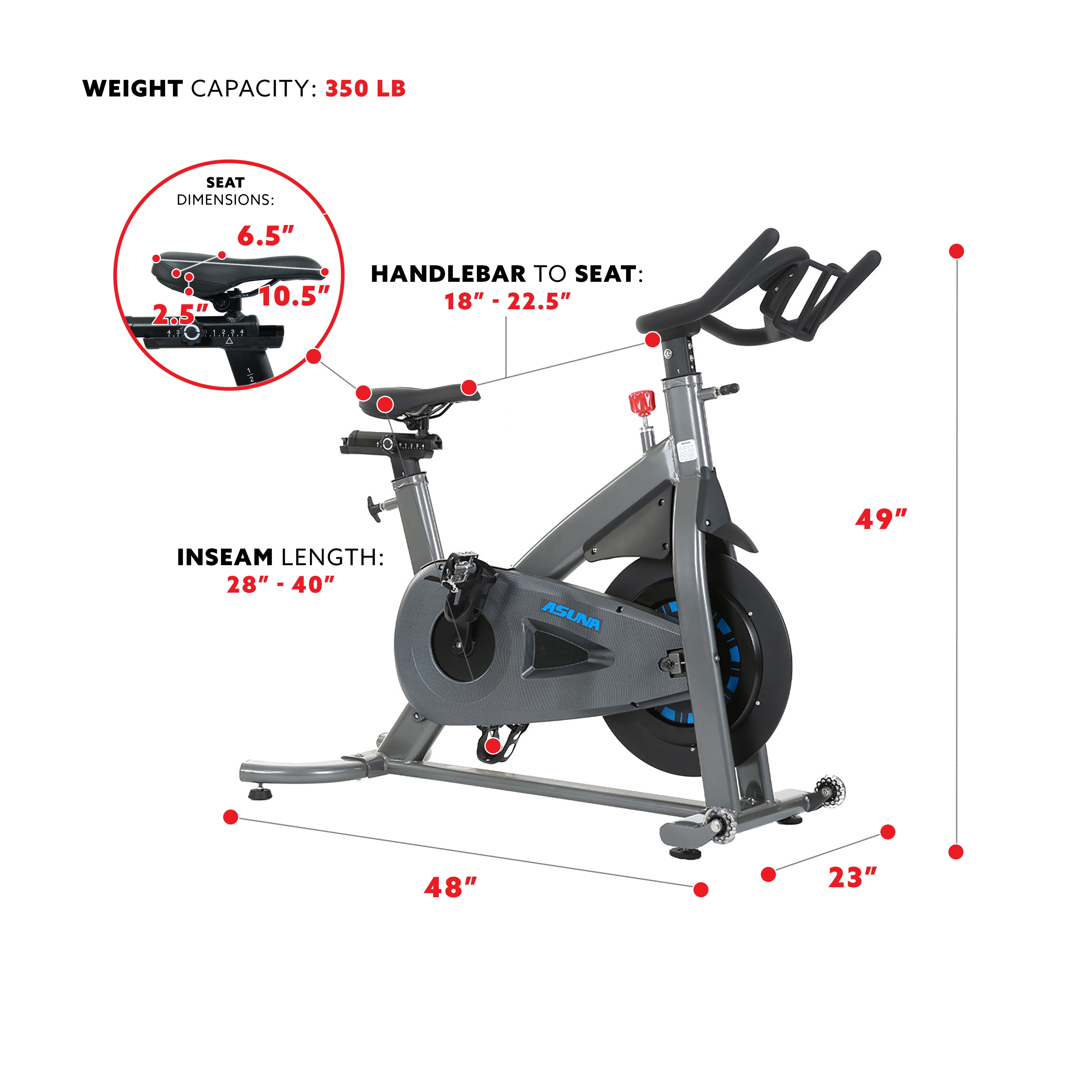 ASUNA 5150 Magnetic Chain Drive Turbo Commercial Indoor Cycling Trainer Exercise Bike