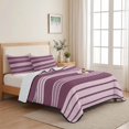 thumbnail image 5 of 3 Pieces King Quilt Set,Pink and Purple Stripe Soft Bedding Sets with 1 Quilt & 2 Pillow Shams,Modern Neutral Striped Summer Bedspread Lightweight Coverlet Comforter for All Season, 5 of 9