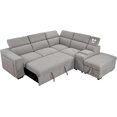 thumbnail image 3 of Roomfitters 105" L-Shape Sectional Sofa with Pull-Out Bed & Ottoman Storage, Right Chaise Lounge, Convertible Sleeper Couch with 2 Cup Holders & LED for Living Room, Light Gray, 3 of 5