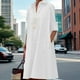 thumbnail image 4 of Vestido camisero Zhyaj de lino de manga larga para mujer, color blanco, talla grande, 4 of 6