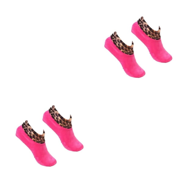 Guardurnaity Calcetines de invierno hasta el tobillo con estampado térmico de leopardo, antideslizantes, Unisex, cálidas zapatillas de lana gruesa mujer rosa roja 2piezas