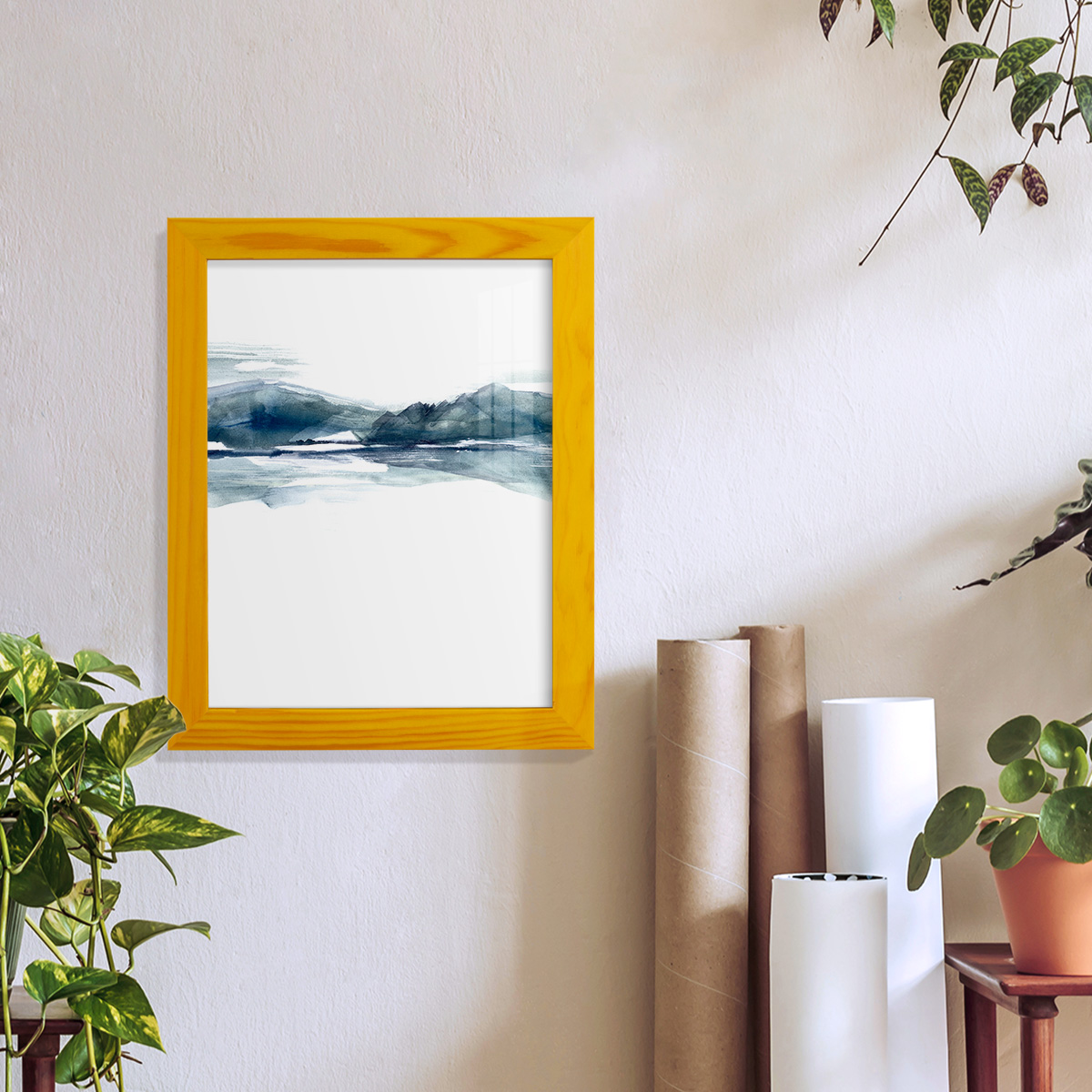 Stark Horizon II - Framed Print w/glass - Sunflower Yellow