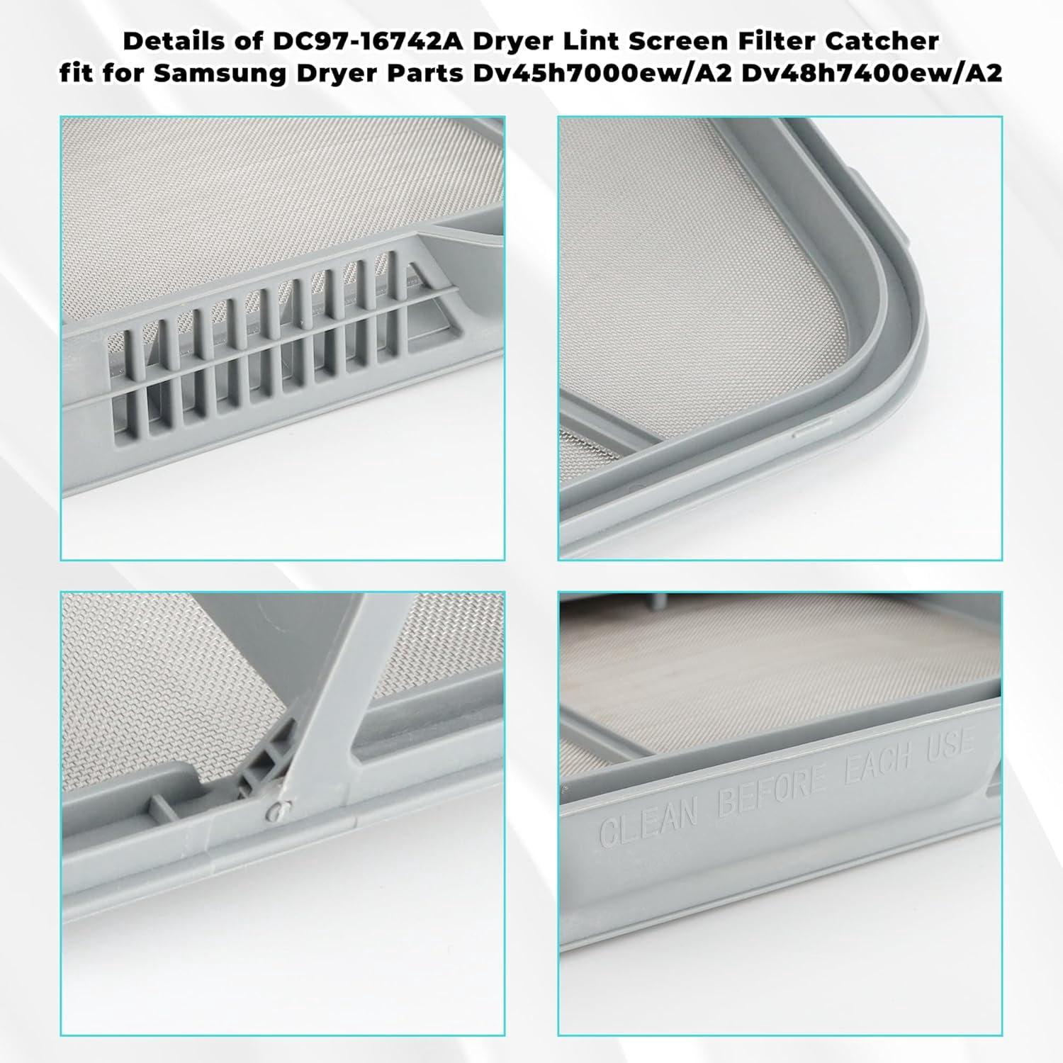 DC97-16742A Lint Trap fit for Samsung Dryer Lint Trap Replacement,Stainless Steel Lint Trap Screen Parts fit for SAMSUNG Dryer DV456ETHDSU/AA DV45H7000EW/A2 DVE50R5200W/A3 DVE50R5400V/A3