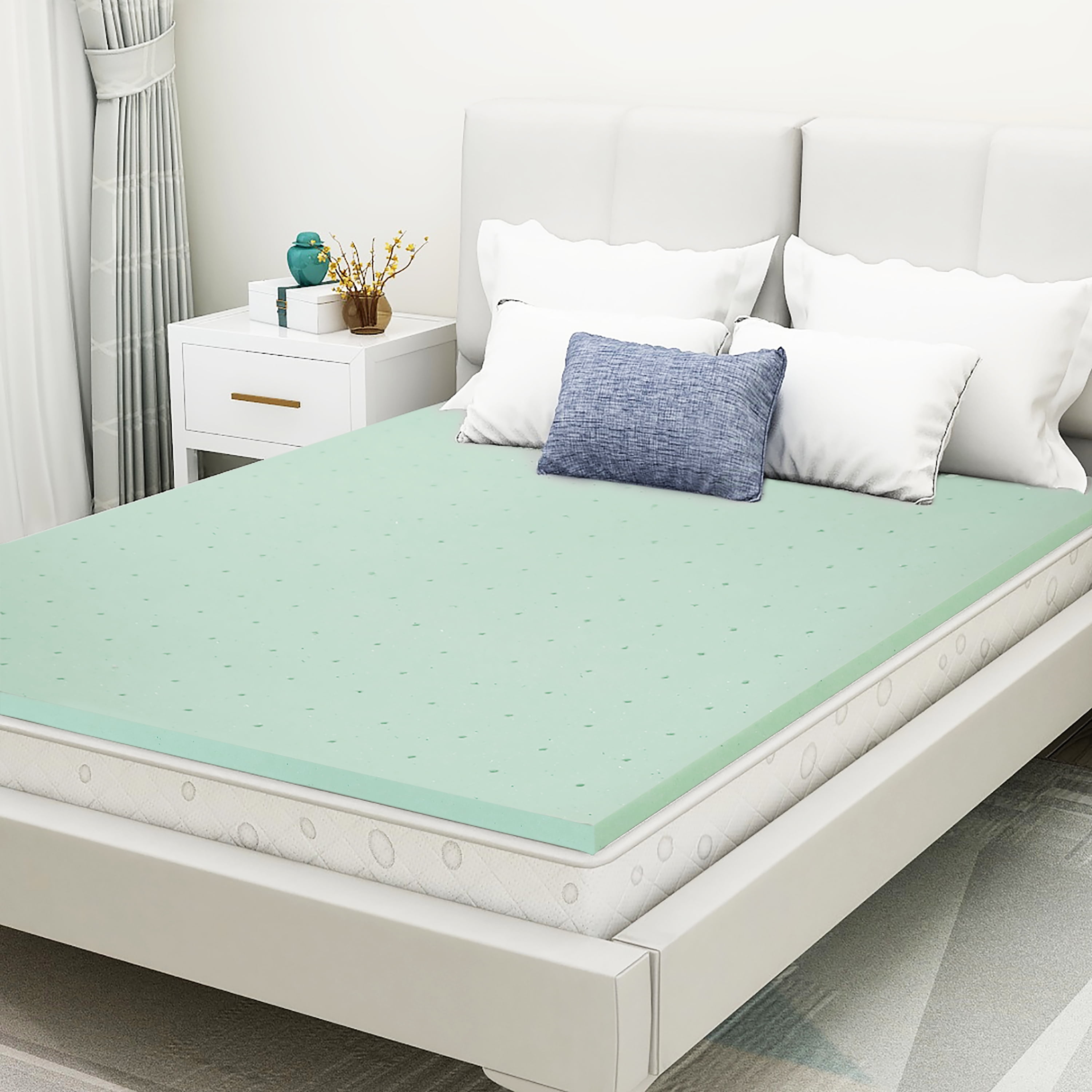 Mattress Topper,1.5 Inch Twin Size Green Tea Memory Foam Mattress