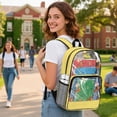 thumbnail image 3 of COEQINE Clear Backpack for School Multi-Pocket Bookbag PVC Polyester See Through Book Bag with Padded Shoulder Straps, Heavy Duty Work Bag Transparent Daypack, Dachshund Floral Yellow, 3 of 7