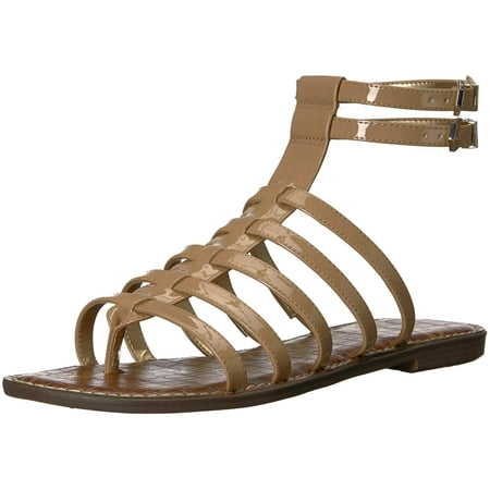 Sam Edelman Women's Gilda Flat Sandal, Almond Patent, Size 7.5
