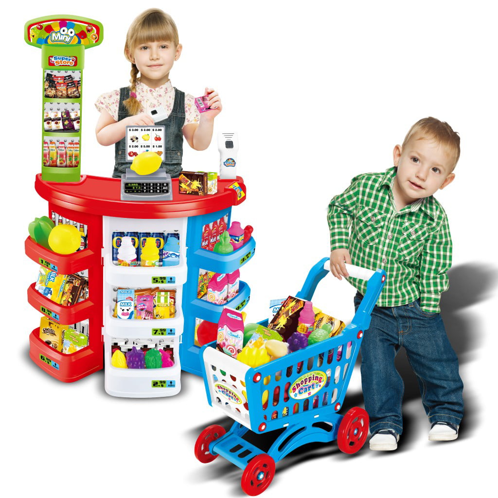 Details about   Shopping Grocery Play Store For Kids With Shopping Cart And Scanner US Shipping 