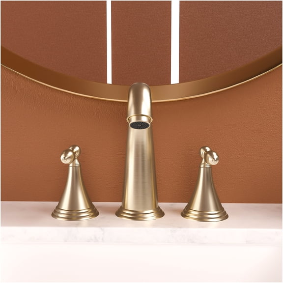 JERFIT 8-inch Widespread Bathroom Sink Faucet with Pop-Up Drain, 2-Handle Gold Vanity Faucet, Solid Brass Construction, Easy Install