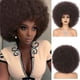 thumbnail image 1 of Zhuge Peluca afro suave de los años 70 para mujeres Pelucas de cabello afro rizado con flequillo Peluca afro de cabello sintético Peluca afro para uso diario en fiestas, Marrón negro, 1 of 2