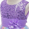 thumbnail image 4 of Daqian Kids Girls Floral Princess Bridesmaid Pageant Gown Birthday Party Wedding Dress 5T Dresses for Girls Cute Baby Girl Clothes Purple 5-6 Years, 4 of 8
