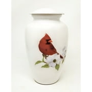 Cardinal Bird Cremation Urns for Human Ashes - Large Metal Hand Painted Burial and Funeral Cremation Urn, Memorial Urn for Human Ashes - Red Solid Metal Urn