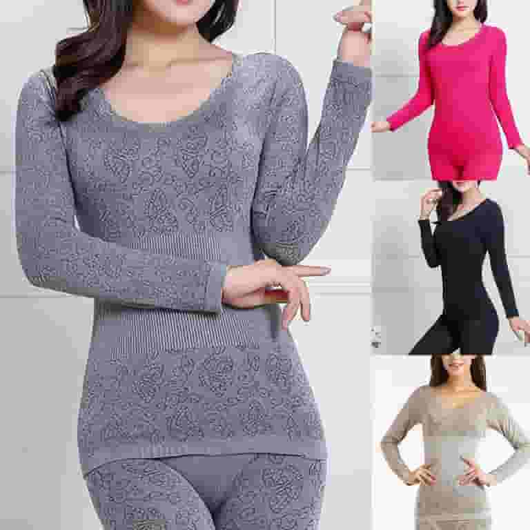 ホット セールの通販 2Pcs Women's Limei Thermal Cotton-Spandex Set, Underwear Clothing