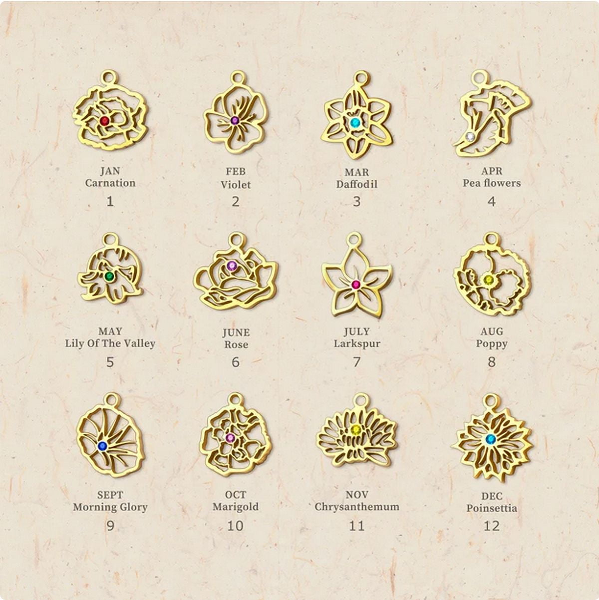 Anavia Personalized Birth Month Flower Dangling Earrings, Floral Earring Jewelry Birthday/Christmas Gifts