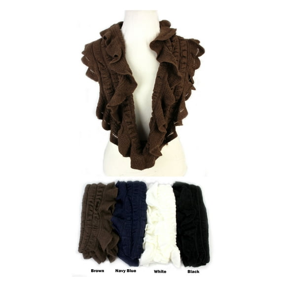 Scarf - Infinity - Crochet Ruffle -White – SF-S1328