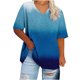 thumbnail image 1 of Puntoco Liquidación de blusas cortas para mujer Camisa básica estampada de manga corta con cuello en V y talla grande para mujer, 1 of 5