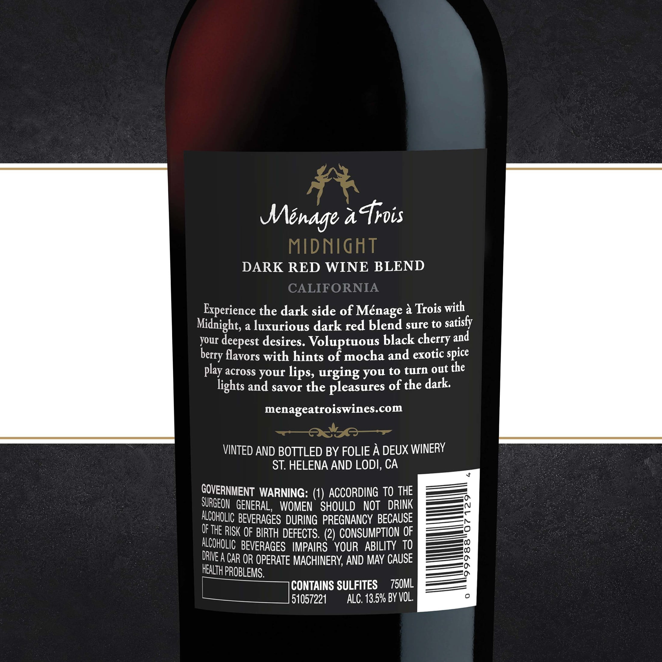 Menage a Trois Midnight Dark Red California Wine Blend, 750 ml