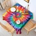 thumbnail image 2 of Colorful Rainbow Tie Dye Spiral Pattern Square Tablecloth,Waterproof Square Table Cover,Wipeable Spillproof Washable Table Cover for Home Kitchen Party Decor 60"x60"(152x152cm), 2 of 6