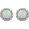 thumbnail image 2 of FB Jewels 14k White Gold with Diamond Opal Pair Created Opal And 1/10 CTW Dia Earrings With Backs, 2 of 2