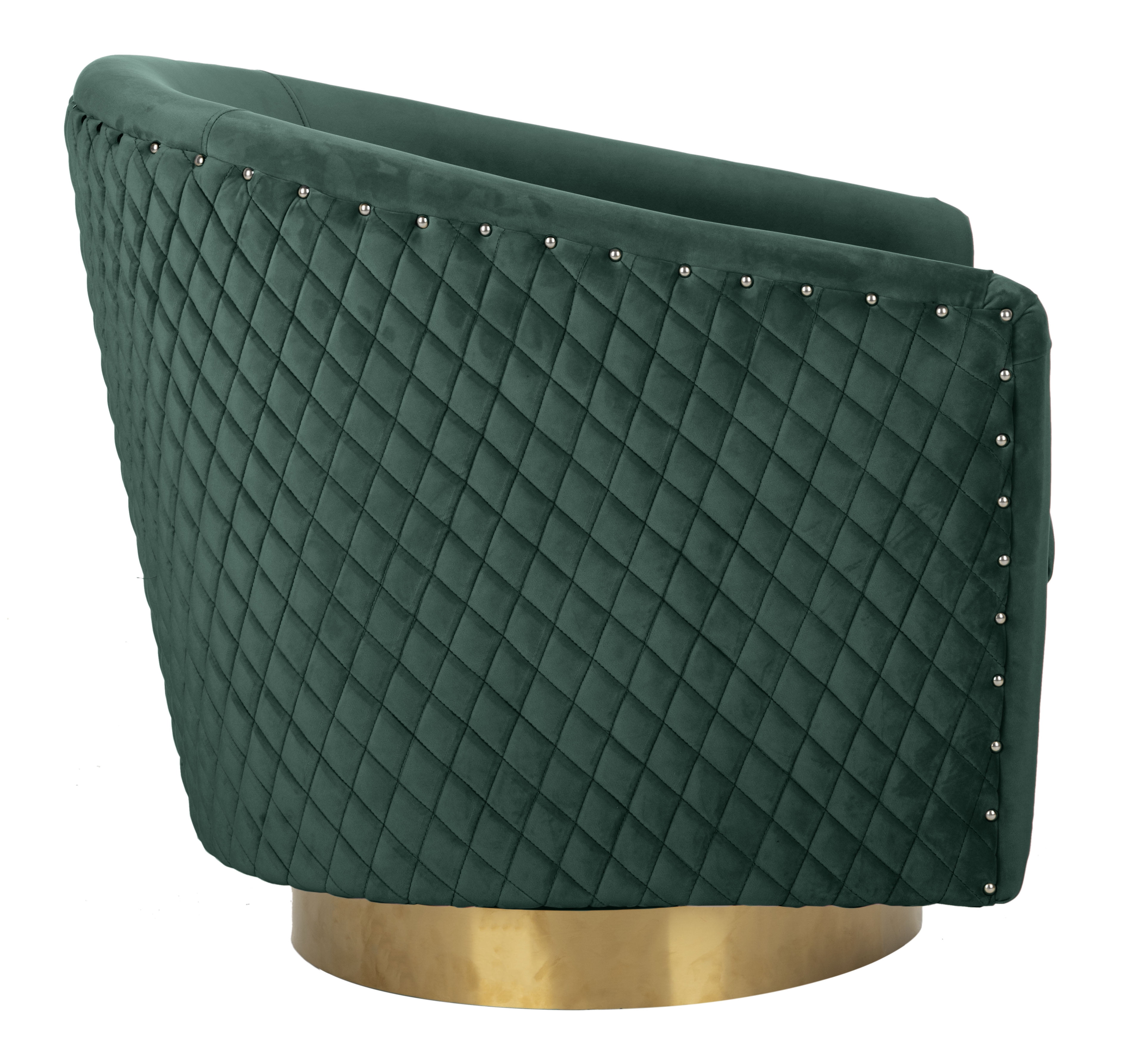 SAFAVIEH Couture Clara Contemporary Velvet Quilted Swivel Tub Chair, Emerald