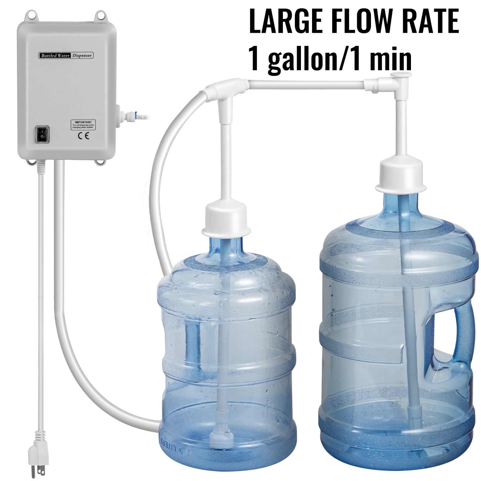 VEVOR Bottled Water Dispenser Pump System, 2x5 Gallon Dispensing System, Automatic Electric Water Dispenser, Double-Pipe Water Jug Pump