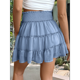 thumbnail image 5 of Falda Corta de Verano para Mujer, con Volantes, Cintura Alta, Informal, Estilo Bohemio, para Playa, con Pantalones Cortos Incorporados, Azul XL, 5 of 7