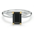 thumbnail image 3 of Gem Stone King 10K Two Tone Gold Black Onyx Engagement Ring for Women | 0.97 Cttw | Octagon 7X5MM | Gemstone December Birthstone | Size 9, 3 of 6