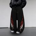 thumbnail image 2 of CONZONE Men's Baggy Sweatpants Gothic Wide Leg Pants for Men Trendy Elastic Waist Graphic Y2K Soft Streetwear Joggers With Pocket, 2 of 5