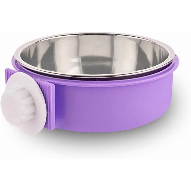 Crate Dog Bowl, Removable Stainless Steel Water Food Feeder Bowls Cage Coop Cup for Cat Puppy Bird Pets