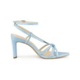 thumbnail image 3 of BLISSFUL STEP Pointed Toe Slingback Block Heels Sandals Sky Blue (Size 8.5), 3 of 6