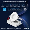 thumbnail image 7 of Luxrite 3 Inch LED Recessed Ceiling Light J-Box 10W 5 Color Selectable 800LM Dimmable Wet Rated IC Rated ETL Listed, 7 of 7