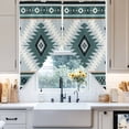 thumbnail image 2 of Swag Curtain Valances Green Bohemian Swag Valances for Kitchen Windows Aztec Boho Tribal Style Short Topper Curtains Valance Tier Pair for Kitchen Bedroom Living Room Bathroom 28"x36", 2 of 8