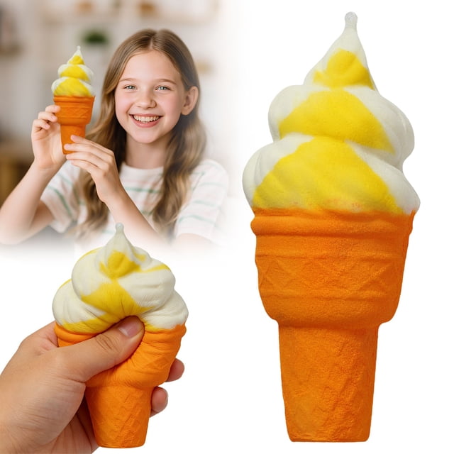 Ice Cream Squishy Squishy Treats Fidget Toys ,Slow-Rising Sensory Decompression Toy Soft PU Fidget Toy for Stress Relief Fun Desktop & Travel Accessory