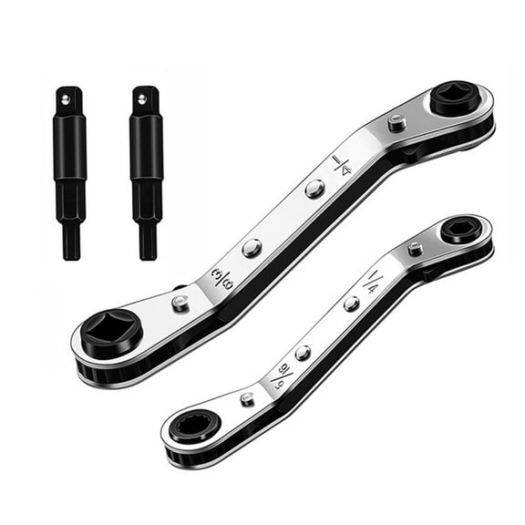 JZROCKER Hvac Service Wrench Air Conditioners Valves Ratcheting Wrench (1/4Inch, 3/8Inch, 3/16Inch, 5/16Inch) with Hexagon Bit Adapter