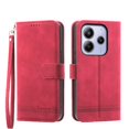 thumbnail image 1 of Funda Tipo Billetera para Xiaomi Redmi Note 14 4G Carcasa Abatible con Porta Tarjetas, Bolsillo para Efectivo, Soporte Ajustable, Cierre Magnético y Correa de Muñeca Rojo, 1 of 6
