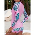 thumbnail image 4 of Charmo Women 2 Piece Rash Guard Zipper UV UPF 50+ Swimsuit Long Sleeve Bathing Suit with Boyshort Bottoms, 4 of 5
