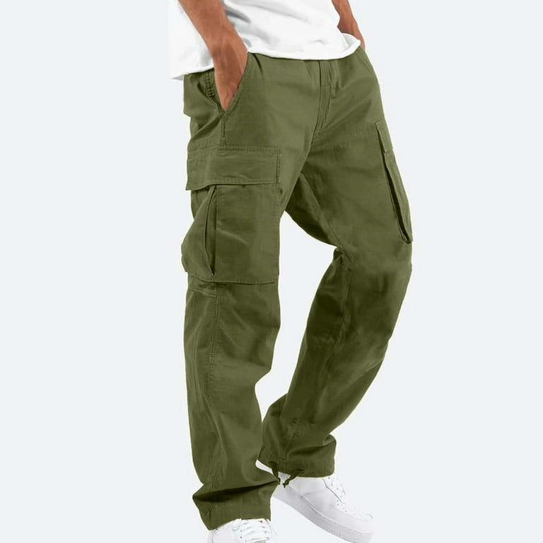 Dndkilg Cargo Work Pants for Men Drawstring Leg Work Mens Joggers Pants Jogger with Pockets Men Sweatpants Elastic Waist Relaxed Fit Construction Pants for Men Green L Walmart