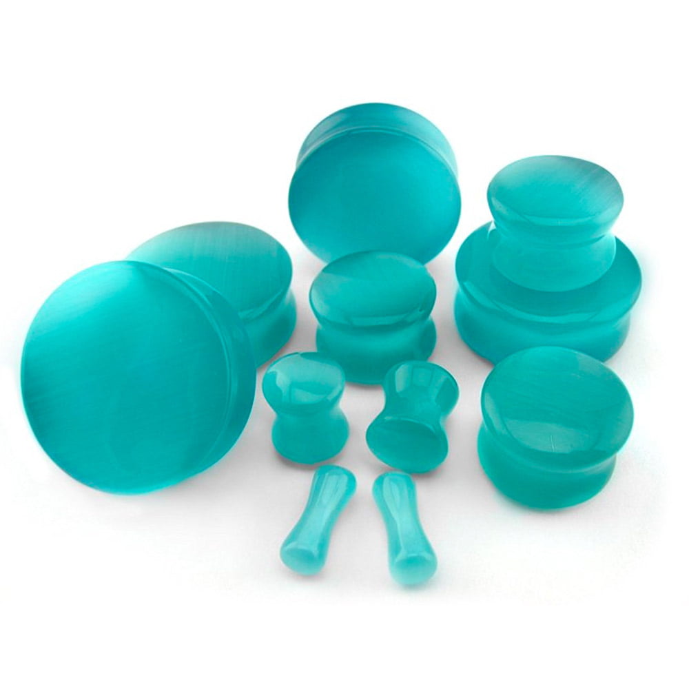 Sold as Pairs Inspiration Dezigns Teal Faceted Pyrex Glass Gemstone Double Flared Plugs 
