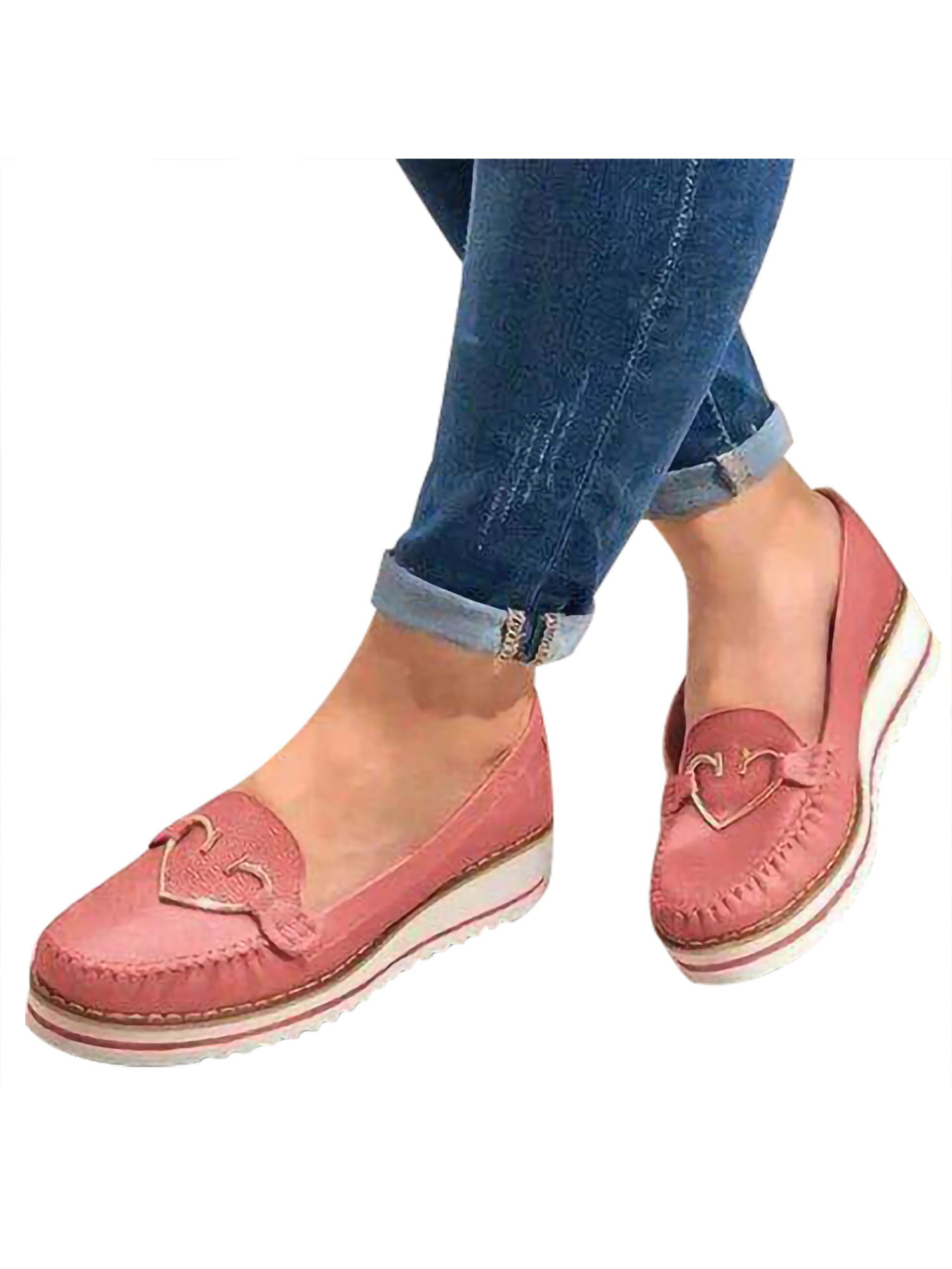 New Ladies Womens slip on flat moccasin loafers comfort pumps casual shoes uk3-8 