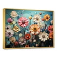 thumbnail image 2 of Designart "Cubist Collage Of Zinnias Blossoms I" Zinnias Floater Framed Canvas Art Print, 2 of 5
