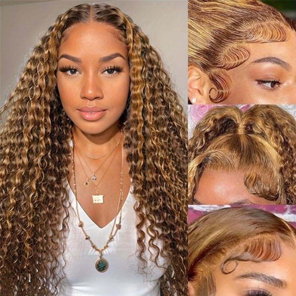 Ombre Lace Front Wig Human Hair P4/27 Honey Blonde 13x4 Deep Wave Lace Frontal Wig